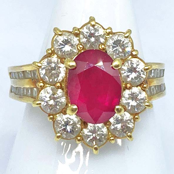 ルビーの最新買取相場K18YG R1.91ct D1.68ct ルビー リング